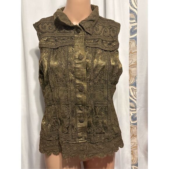 GREAT CONDITION Vintage Flashback Brown Tapestry Vest Women's Large - Picture 1 of 6